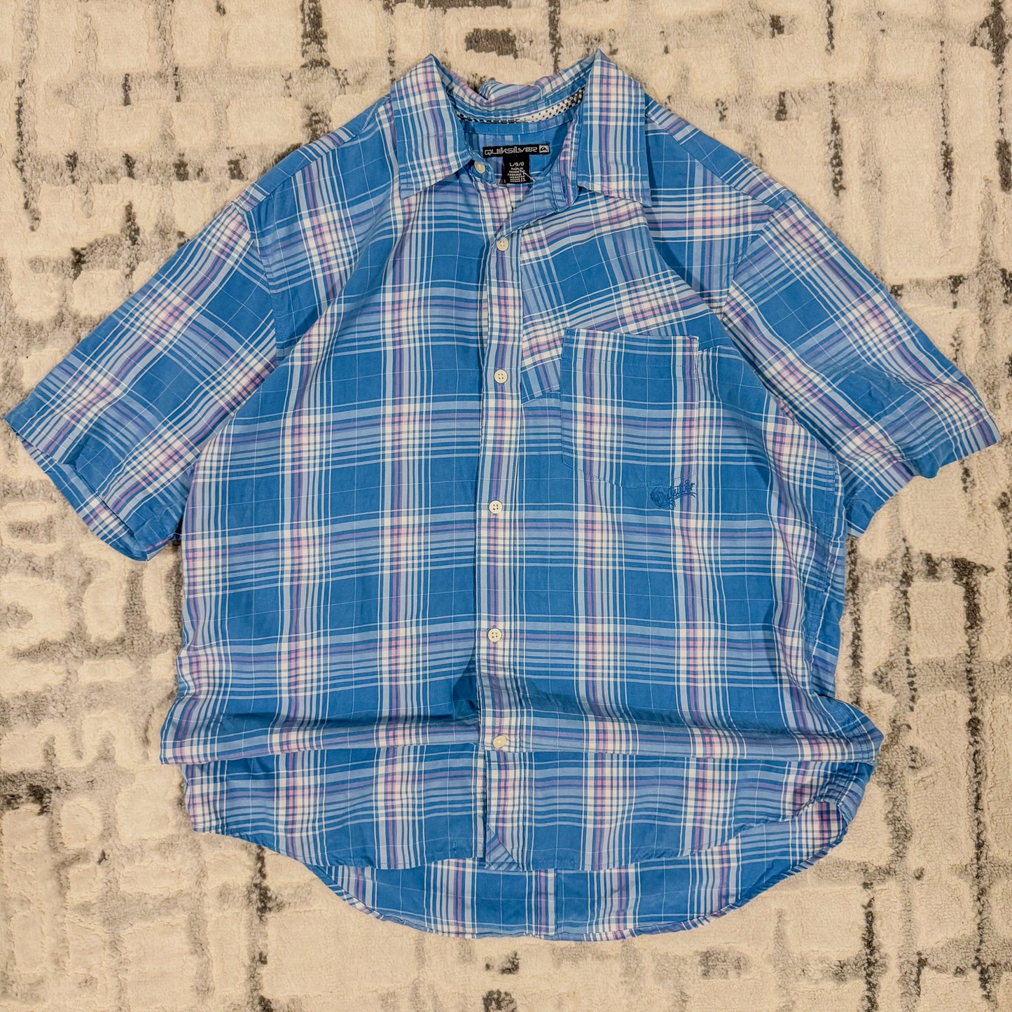 Vintage Quiksilver Checkered Shirt L Blue