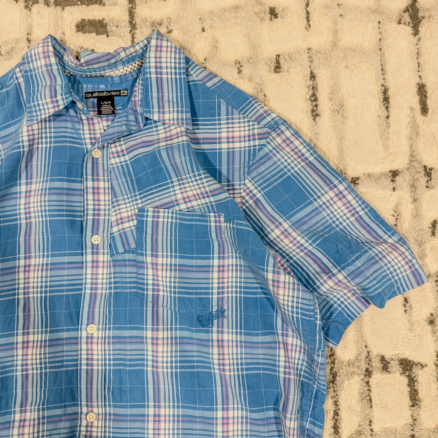 Vintage Quiksilver Checkered Shirt L Blue